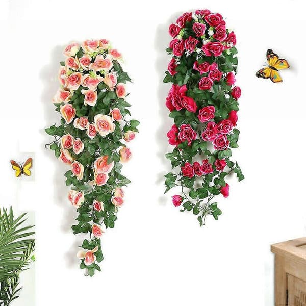 Kunstig blomsterranke med hængende roser red