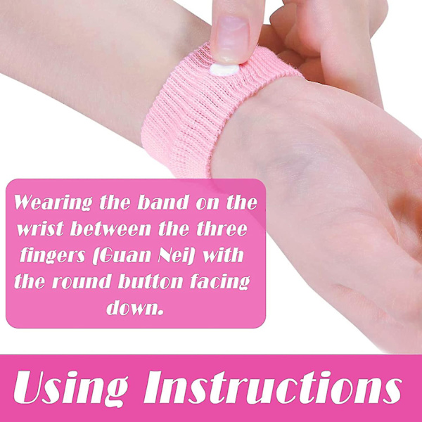 2 par rejsebånd mod køresyge til børn, anti-kvalme armbånd, bilsygebånd, pink+blå