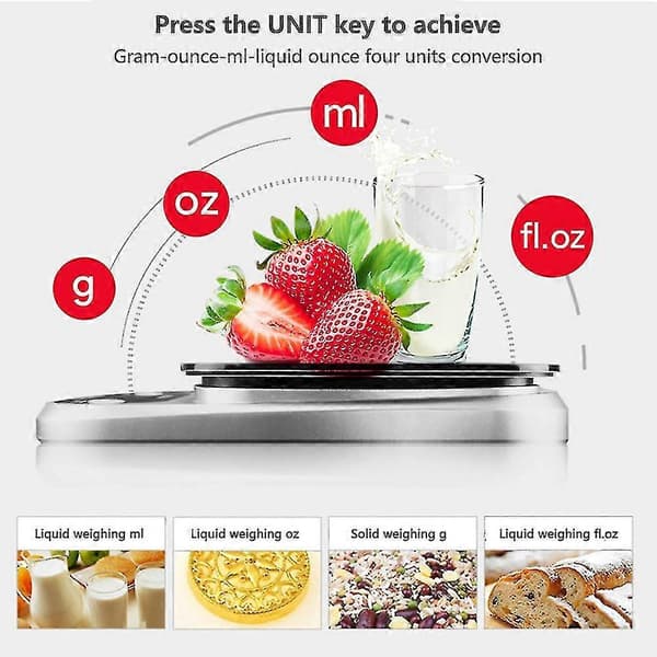 Kjøkkenvekt Digital Multifunksjonell Matvekt, 5 Kg
