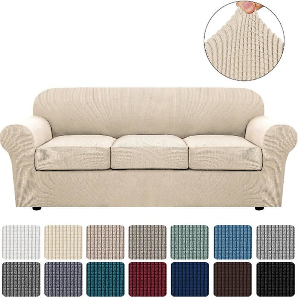 Stretchiga sofföverdrag för 3-sits soffa, överdrag för vardagsrumsmöbler (basöverdrag plus 1/2/3 sittdynöverdrag) Tjockare Jacquard Fabri