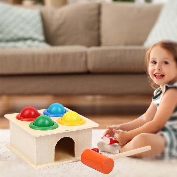 Montessori tre hamrende leketøy bankende boks for 1 år gamle gaver spill