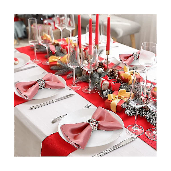 12 Pak Servietringe Holdere Hul Design Dekoration Bryllup Jul Samling (guld)