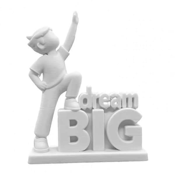 Stabil basprydnad skrivbordsdekoration 3D-printad Dream Big-figur minimalistisk vit skrivbordsstaty för studenter
