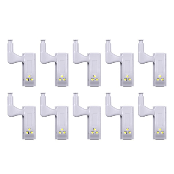 10 pcs LED Sensor Hinge Light for Kitchen Cabinet Wardrobe White - WELLNGS White White 10pcs