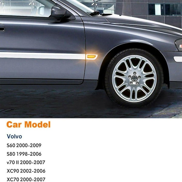 Vasen ja oikean lokasuojan sivuvalot, vilkut, sopivat Volvo S60 V70 S80 Xc90 Ft