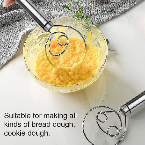 Dansk dejvisp, 2-pak premium rustfrit stål hollandsk visp, stor håndmixer Artisan Blender Fo
