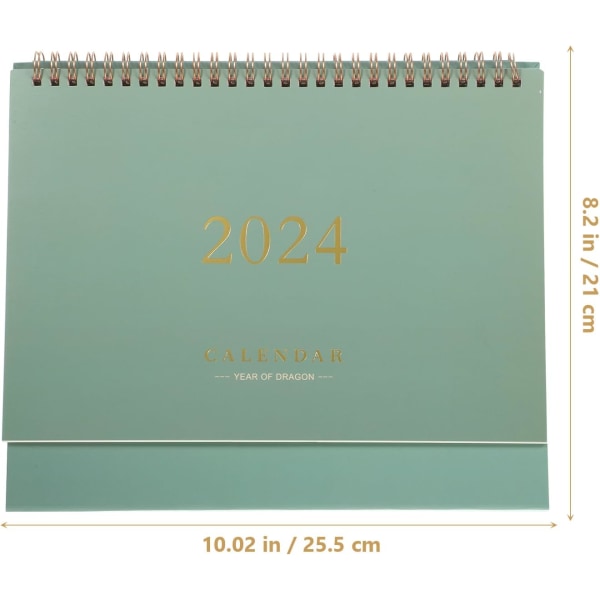 Pöytäkalenteri vuodelle 2024, seisova pöytäkalenteri joulukuusta 2024, 7,5 x 6,4, seisova pöytäkalenteri vihreä