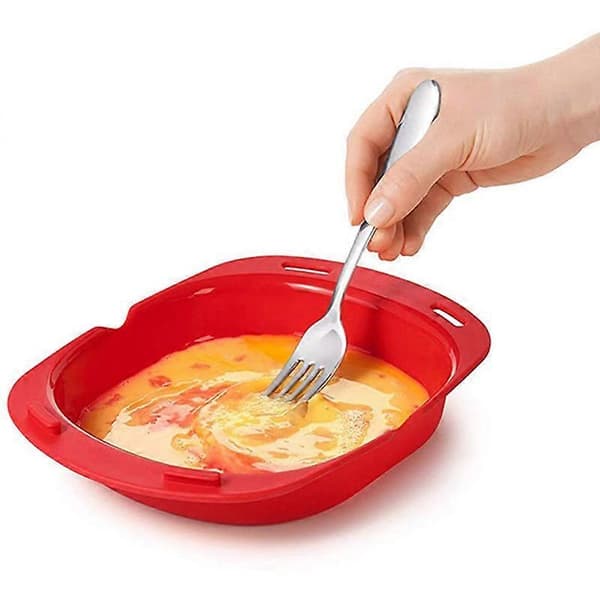 2-pakning silikonomelettmaker, mikrobølgeovn non-stick omelettmaker eggroll bakeform omelettverktøy Red