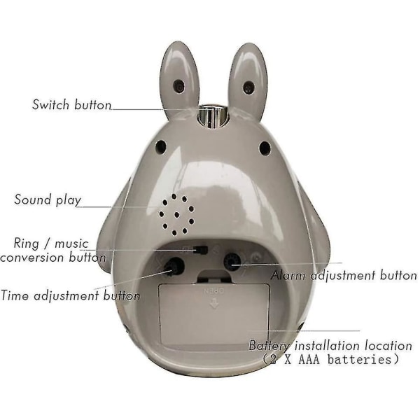 Wekity for Totoro-tema, slumrefunksjon stille og LED-nattlysklokker beste gave til barn tenåringer