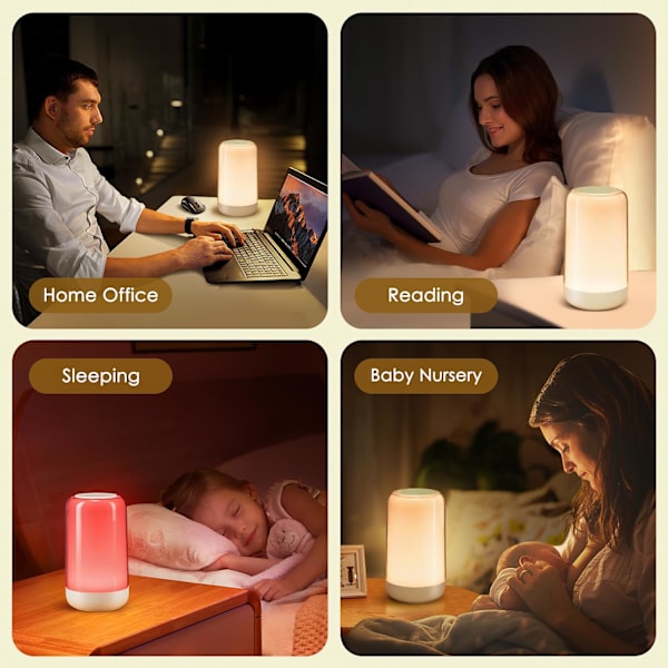 Touch-lampa för sovrum, RGB Färgskiftande Batterilampa för Sovrum, Uppladdningsbara Batteridrivna Lampor, Dimbar Nattlampa Sängbordsbelysning