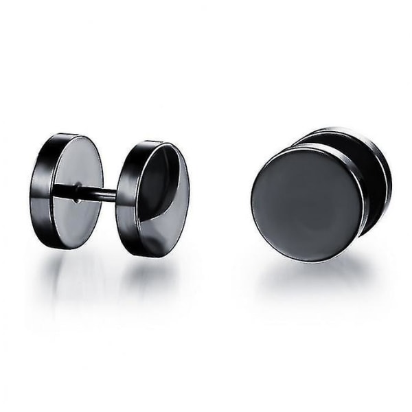 Sorte Stud Øredobber Menn Kvinner Faux Gauges Øretunnel Rustfritt Stål Øredobber 6mm