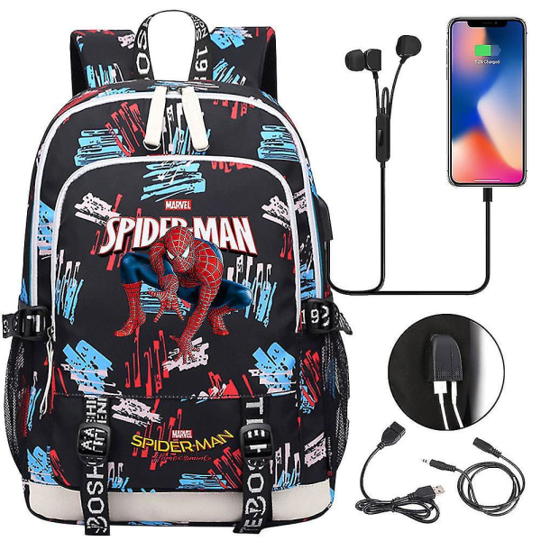 Spiderman Usb Backpack For Kids, Boys, Girls - Suitable For Book, School, Teenagers, Students, Women, Men - Ideal For Laptop, Travel