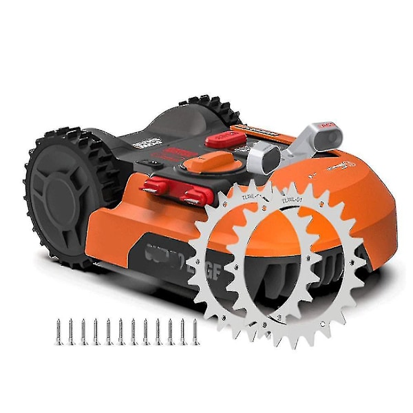2 x Premium Spikes i Rustfrit Stål til Worx S/M Model, 2x Rustfrit Stål Skrue Spikes Trækkraft Forbedrer, Robotplæneklipper Hjulstørrelse 205mm
