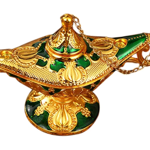 Arabian Green Genie Lamp Ornament - Bryllup Halloween Rekvisitter, Bord Midtpunkt, Desktop Statue