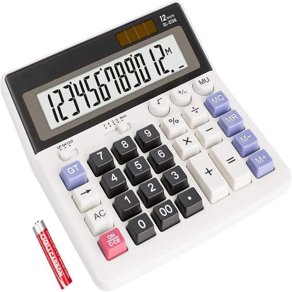 Bordskalkylator Standardfunktion för företag, Stor knapp, 12 siffror