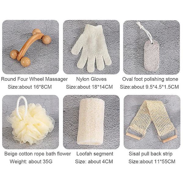 1 set Spa Hjärtformad Presentask Bad Hudrengöringskit Spa Present Kvinnor Sisal White 6PCS