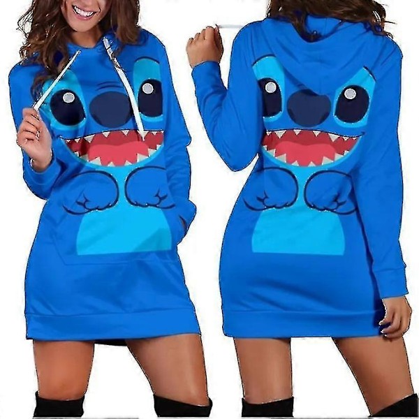 2023 Ny Stitch Hoodie Kjole Trøje Mode Disney Kjole Sweatshirt Kjole 3d Allover Trykt Hoodie Til Kvinder V black L