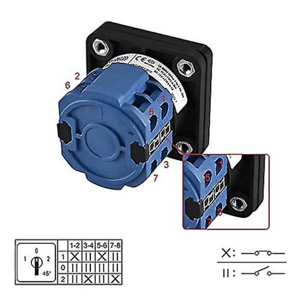 Szw26-20d2022d Universal Rotary Switch Med Hovedbryter Utenfor Boks Lw28-204 660v 20a På-av-på 3 Posisjoner 2 Fase 8 Terminaler Ce