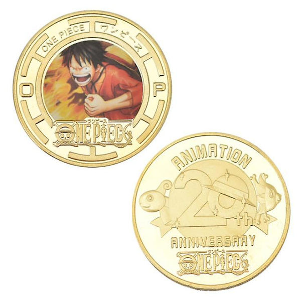 12 kpl sarja One Piece -sarjan 20-vuotisjuhlamuistoesineitä Kerää kultaa Alaston muistomitali lahjalelu