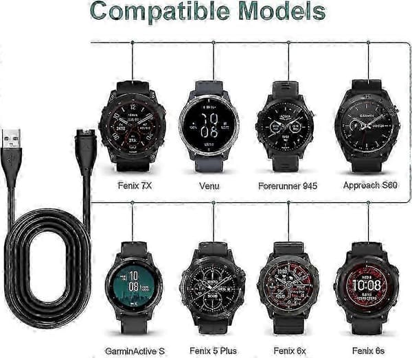 Hurtigoplader til Garmin-ure - Universelt USB-ladekabel