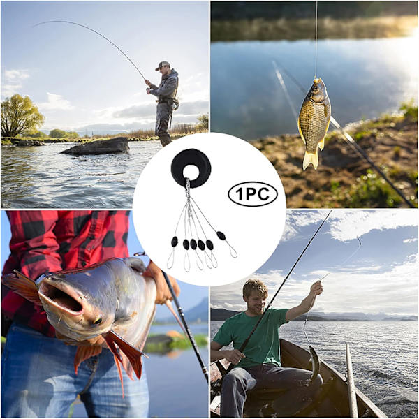 100 st gummi fiskestoppar, 6 i 1 fiskespöstopp, fiskeflöte stopp med för strömmar, floder, sjöar, havsfiske, reservoarer - Svart(M)