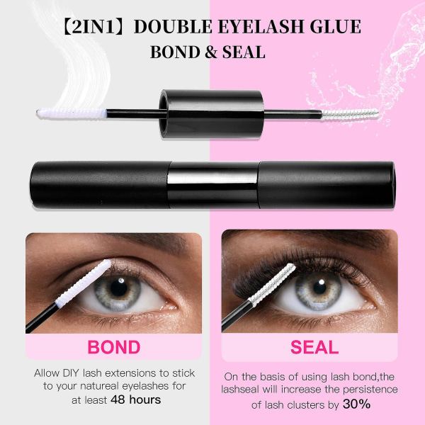 Diy Lash Extension Kit, lash Clusters With Bond And Seal Individual Lashes Kit 120 pcs