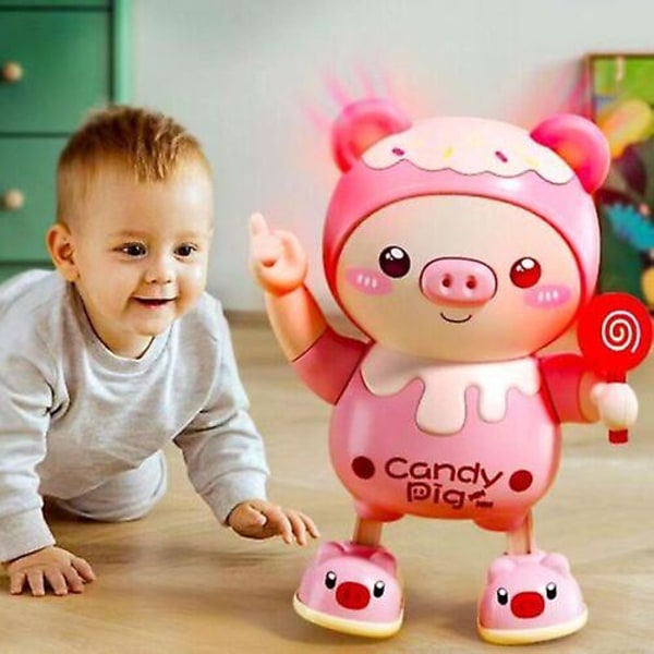 Dansende griselegetøj med musik og lys Swing Piggy Tidlig pædagogisk gave til børn Pink