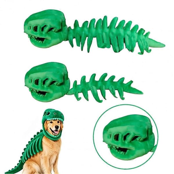 Dinosaurusskelet-kostume til kat, plys-skelet-hætte til kat, Halloween-tøj til killinger White L
