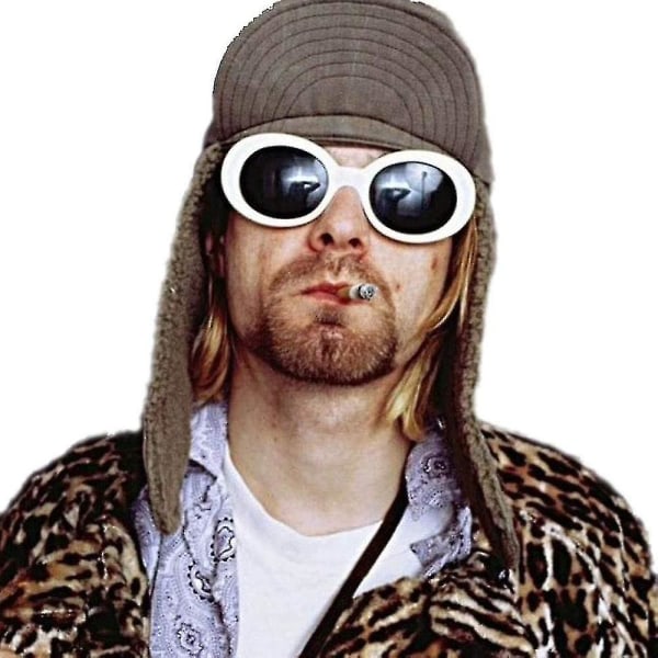 Cool Nirvana Kurt Cobain Style Clout Solbriller, Hvid Grey