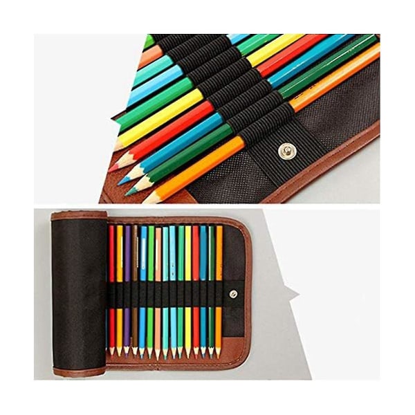 36 Slot Pencil Roll Up Case Kynä Verho Lyijykynäpussi Meikkikääreen pidike Säilytyspussi Paksu Canvas St