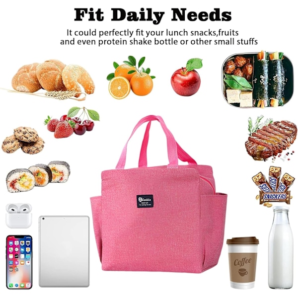 Frokosttaske Isolerede Frokosttasker, Termiske Frokosttasker til Kvinder Mænd Børn Piger, Køletaske Frokostorganisator Vandafvisende til Arbejde & Skole pink 24.89 x 13.97 x 18.8 cm; 155 g