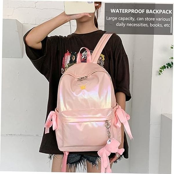 Ryggsäckar Vit Ryggsäck Reseryggsäck Nylonväska Mode Student Ryggsäck Studentväska Student Stor Kapacitetsväska Mori Department Nylon Gul Pink