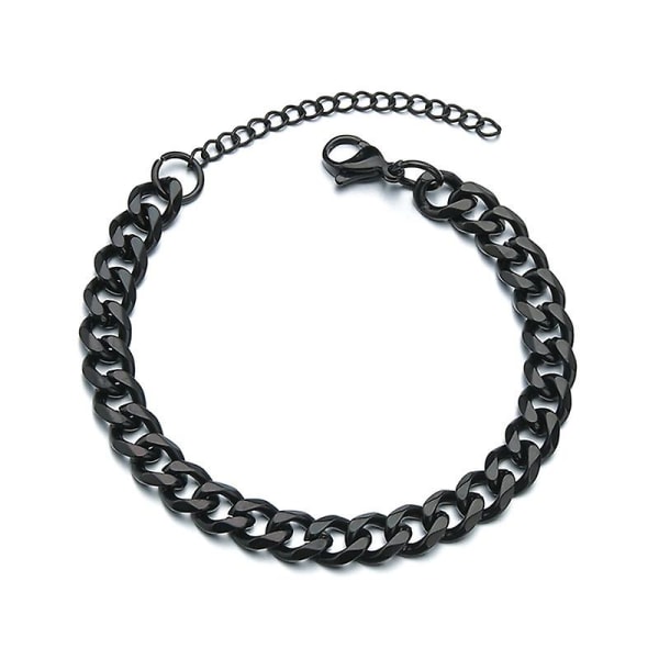 2021 Nyt trendy cubansk kædearmbånd til mænd Klassisk rustfrit stål 3/5/7 mm bredde kædearmbånd til mænd Kvinder smykkegave Black 5MM