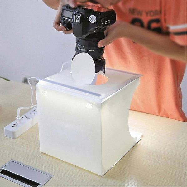 Fotostudie Lysboks Lampe Sæt med 40 LED-lys og 6 Baggrunde Foldekit til Optagelse af Smykker Kosmetik Default