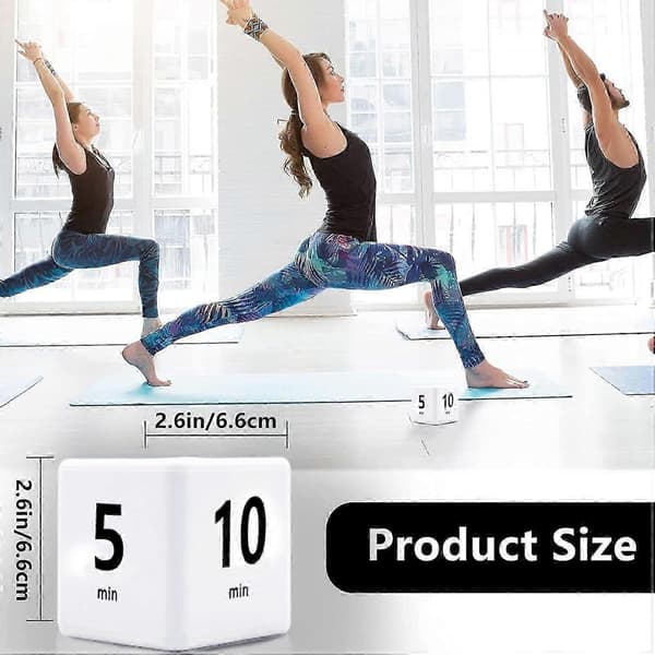Kubtimer, Tidshanteringskub, Gravitationssensor Flip Timer 1-3-5-10 Minuter för Studier, Matlagning, Träning, Yoga (Vit)