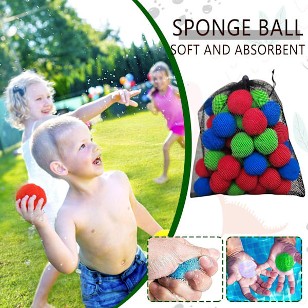 50-pack återanvändbara vattenstudsbollar absorberande bomullsbollar för utomhuspool strandfester