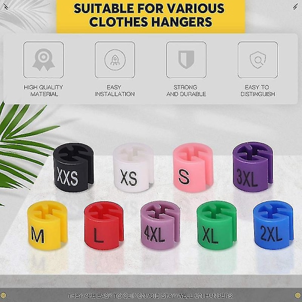 1 Laatikko 450 Kpl Snap Retail Hanger Size Markers Vaatteiden Tarrat XXS - 4XL Koko Koodattu Värijakajat