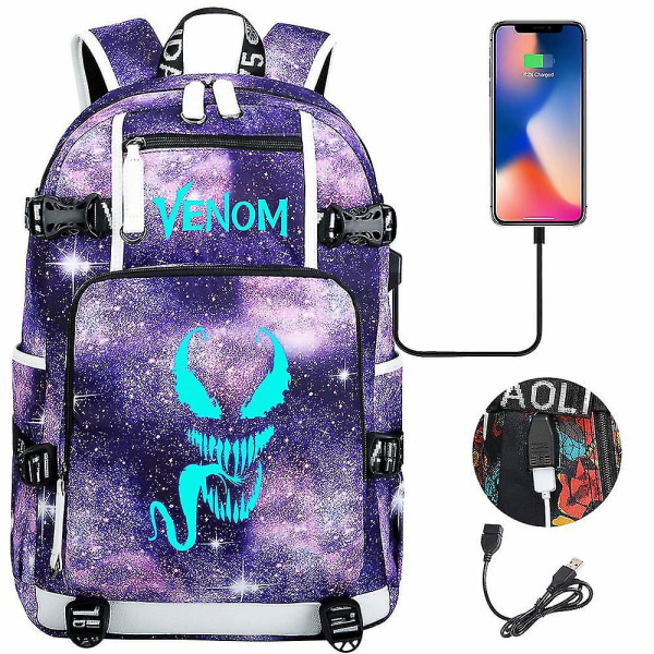 Luminous Spider Skoletasker - Højkvalitets Usb Charging Herre rygsæk - Laptop Rygsæk til Mænd - Computer Teenagere Rejse Mochilas