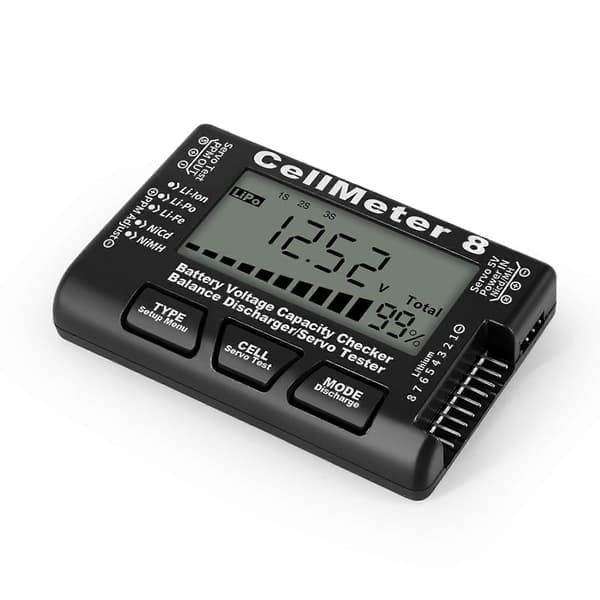2X RC Cellmeter 8 Digital Batterikapacitetstester Controller Tester Spændingstester til Li-Ion NiMH Nicd Cell Meter Black