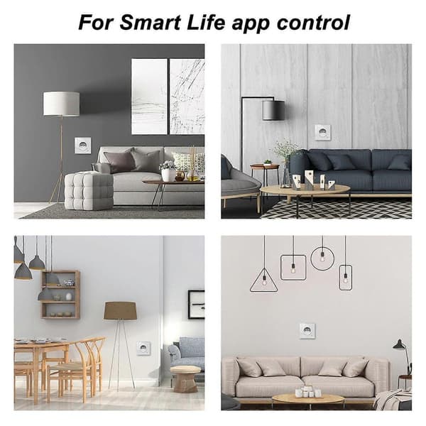 Smart Stikkontakt 16A 1 Vejs Intelligent Vægmonteringspanel Hvid 95‑ Solid Normal