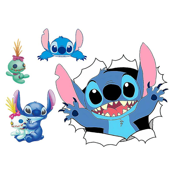 Stitch lastenhuoneen sisustusseinätarra 34,5 * 32 cm Cartoon Anime Graffiti rikkinäinen seinätarra tarra itseliimautuva seinäkuvajuliste Pvc seinä P