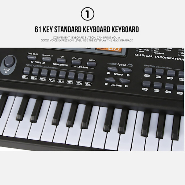 Musikaalinen mikrofoni 61-näppäiminen piano elektroninen kannettava soitin lapselle näppäimistölelu