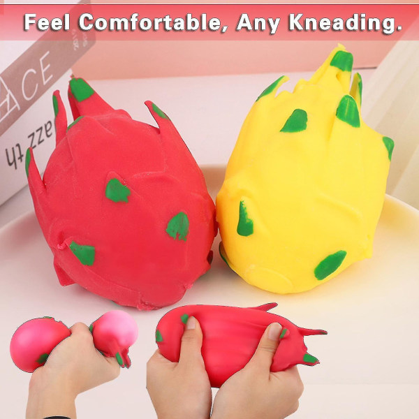 Pitaya Squeeze Toy - Blød TPR - Hurtig rebound - Simuleret dragefrugt - Klemmelegetøj - Stressaflastning - Sensorisk legetøj - Udluftningsbold - Squishes - Dekompressionslegetøj