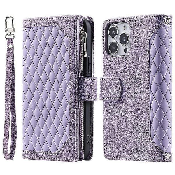 Futteral til iPhone 15 Plus/15 Pro Max Mobiltelefonfutteral Flip Skinnfutteral til iPhone 15 Pro Max lilla purple 15 plus