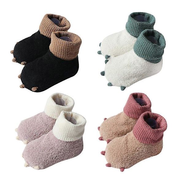 Svarta Strumpor Baby Vinterstrumpor Varma Halkfria Muddar .5cm 1 Par Solid Normal
