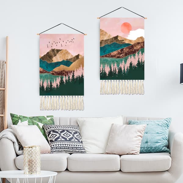 Bohemian Macrame Woven Wall Hanging Sunrise Wall Hanging Tapestry with Colo
