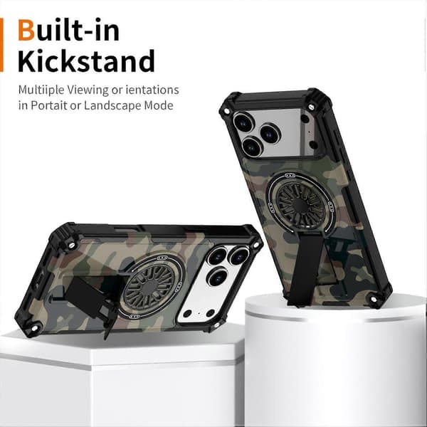 For Apple iPhone 17 Pro Max Kamuflasje MagSafe Ring Stativ Deksel Grün Apple iPhone 17 Pro Max