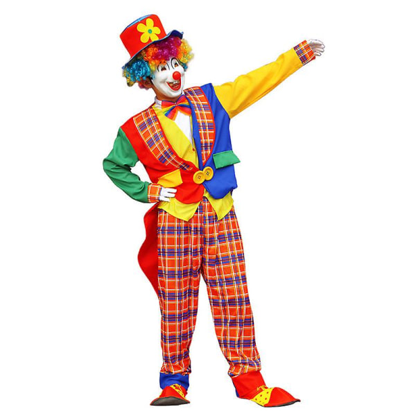 5 st Vuxen clown kostym set för män kvinnor Cosplay RED BLUE 5XL