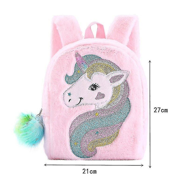 Mini Unicorn Reppu Tyttö Lapset Pehmoinen Kaksinkertainen Olkalaukku Matkustussnack Reppu Pinkki
