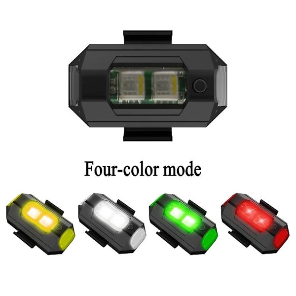 Langaton moottoripyörän lentokoneen LED-valot Universaali vilkkuva varoitusvalo 4 väriä Säädettävä USB-lataus Mini-lamppu - Moottoripyörän signaalivalo